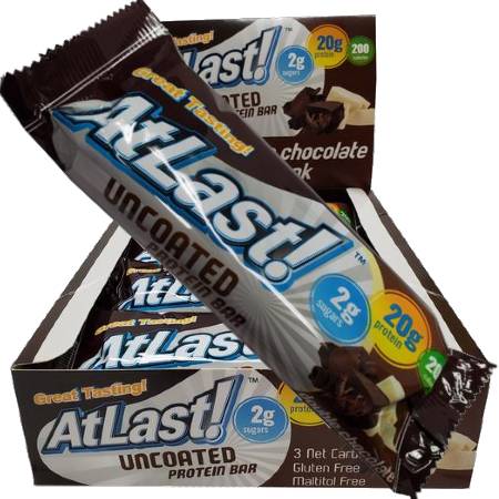 HealthSmart Atlast Uncoated Protein Bar Double Chocolate Chunk 64g