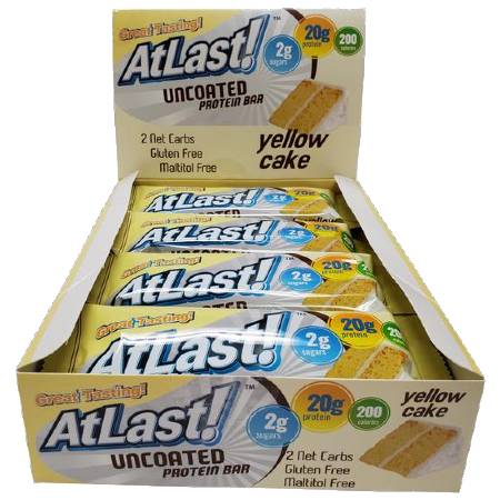 HealthSmart Atlast Uncoated Protein Bar Yellow Cake Box of 12