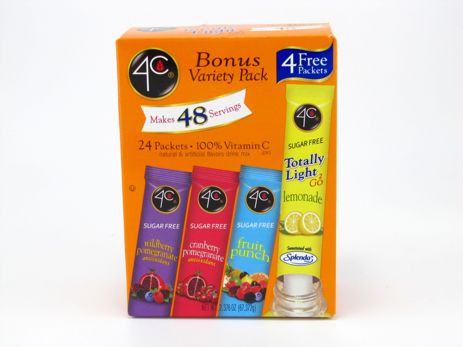 4C Totally light to go drink mix - Bonus variety pack front of box image
