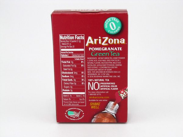 Arizona Pomegranate Tea Mix back of box image