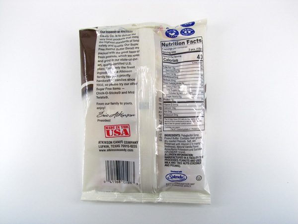 Atkinson's - Peanut butter bars back of bag image