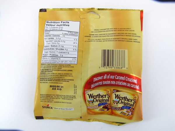 Werther's Caramel - back view