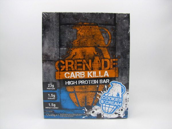 Grenade Carb Killa Protein Bar - Cookies & Cream Box of 12 - front view