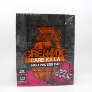 Grenade Carb Killa Protein Bar - Dark Chocolate Raspberry Box of 12 - front view