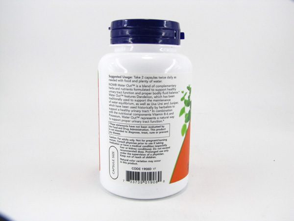 Now - Water Out - 100 veg capsules - side view