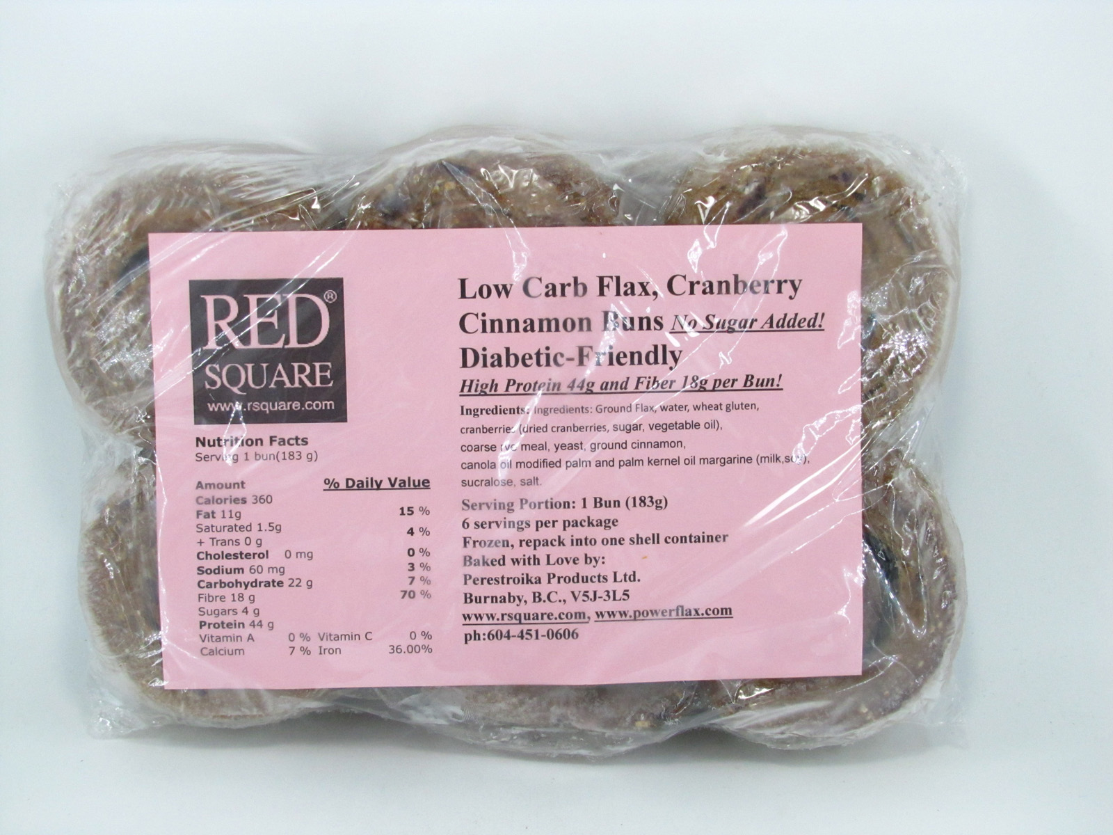 Flax Cinnamon Bun - Cranberry - front view