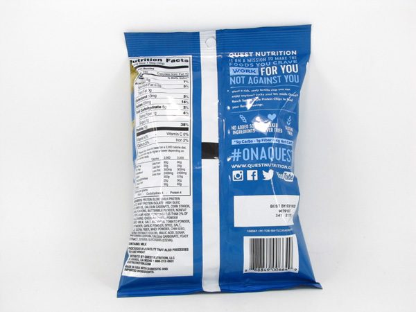 Quest Protein Chips - Ranch - back view