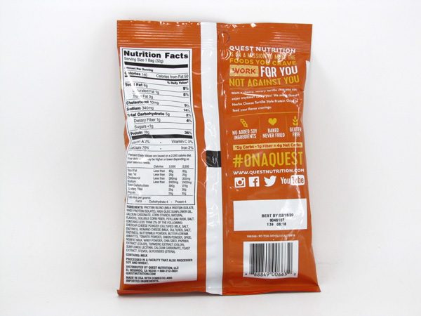 Quest Protein Chips - Nacho Cheese - back view