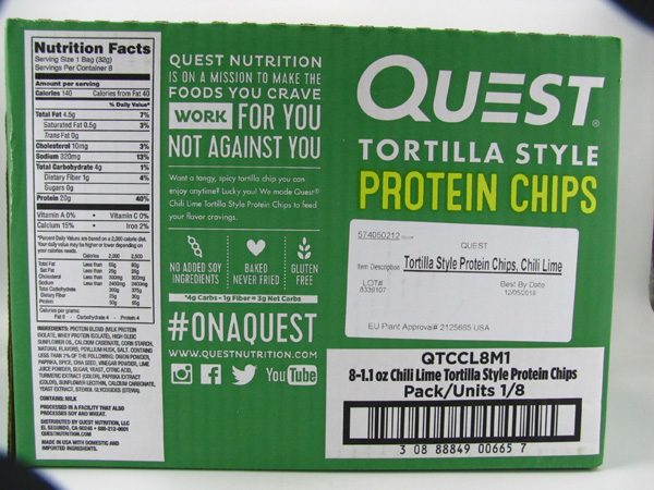 Quest Protein Chips - Chili Lime Box of 8 - back view