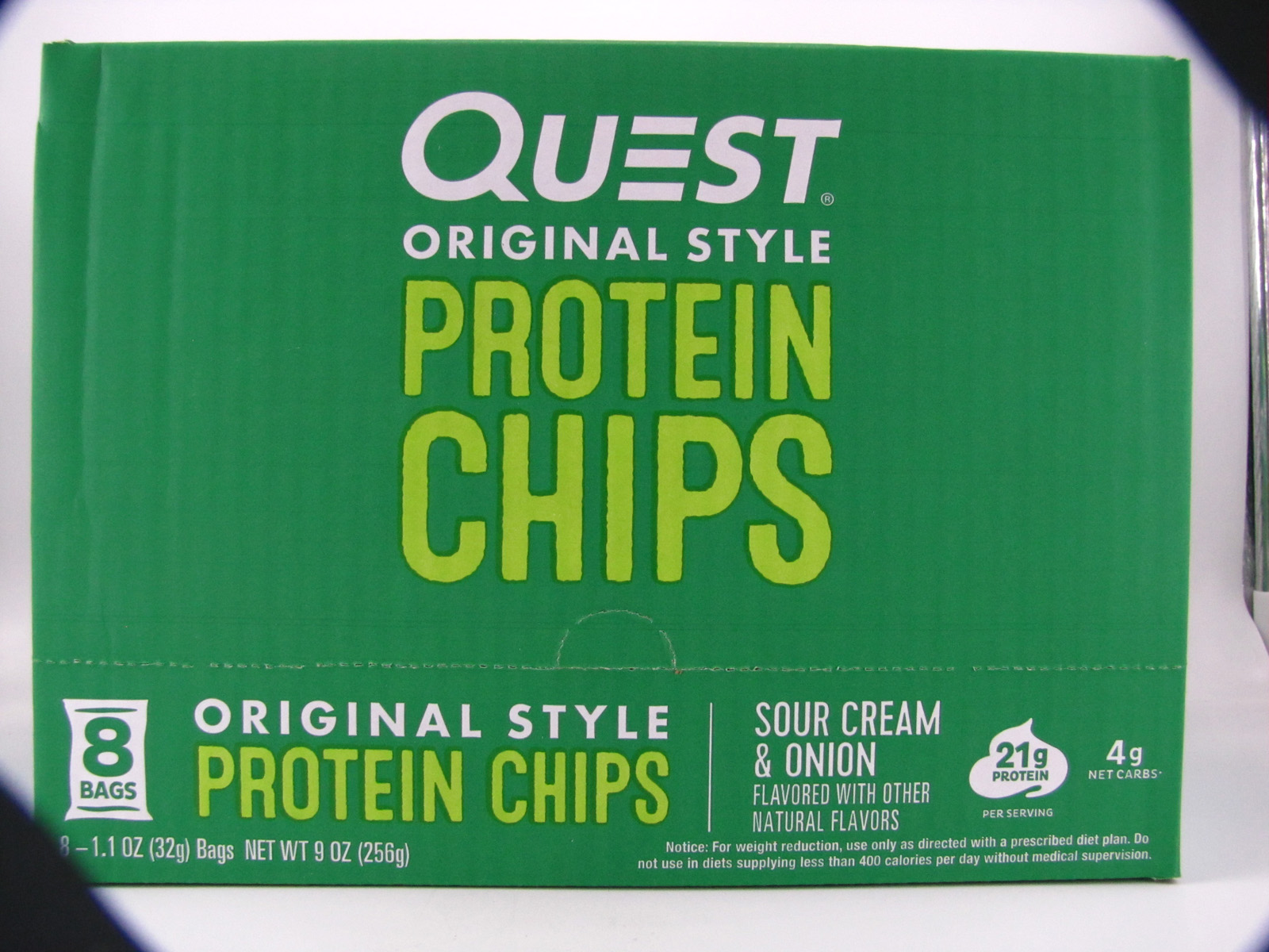 Quest Protein Chips - Sour Cream & Onion Box of 8 - front view
