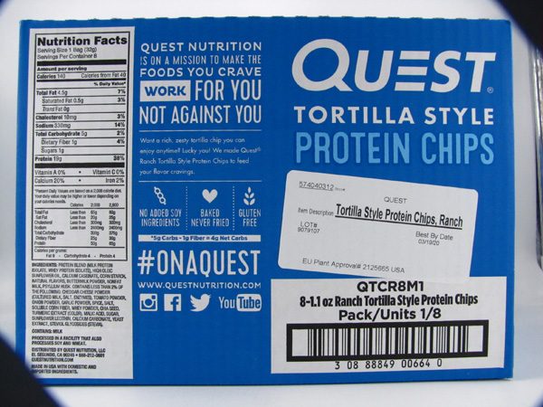Quest Protein Chips - Ranch Box of 8 - back view