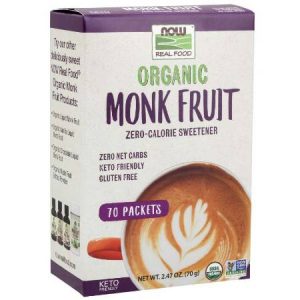 Now Organic Monk Fruit Keto Sweetener Packets With Erythritol 70g