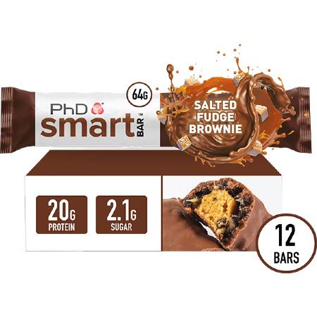 PhD Performance Nutrition Smart Bar Salted Fudge Brownie Box of 12 Bars