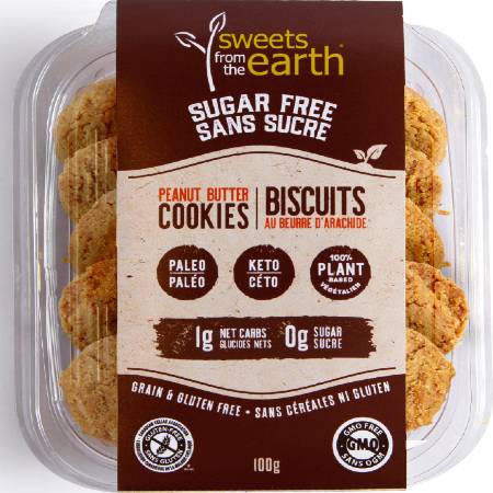 Sweets From The Earth Sugar Free Cookies Peanut Butter 100g, The Best and The Tastiest Sugar Free Cookies. Sweets From The Earth Sugar Free Cookies Peanut Butter 100g is suitable for phase 1 and 2.