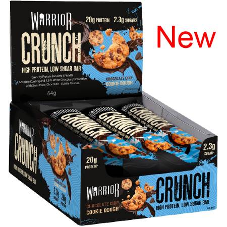 Warrior Crunch Protein Bar Chocolate Chip Cookie Dough Box of 12 Bars